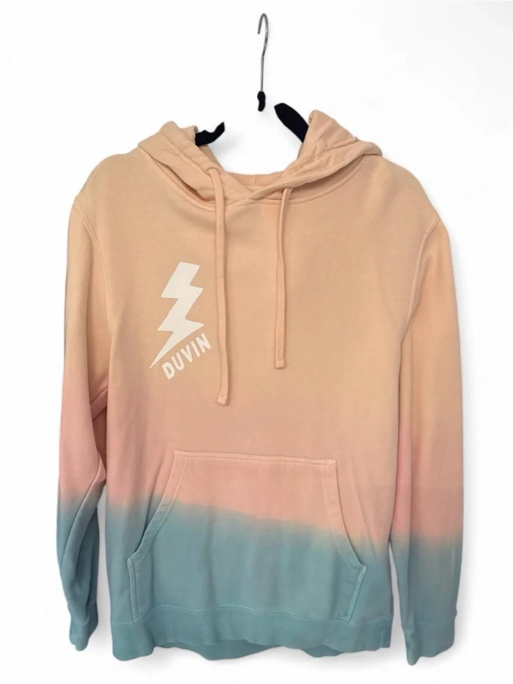 DUVIN Peach to Teal Ombre Hoodie Sweatshirt